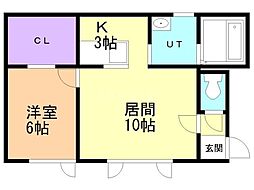 Y・Sハイツ 1LDKの間取図画像