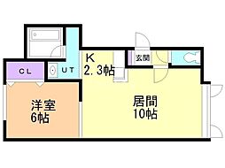 カルミナB 1LDKの間取図画像