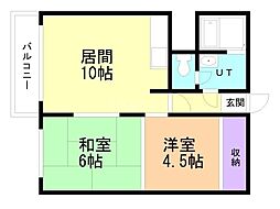 幸永ハイツ 2LDKの間取図画像