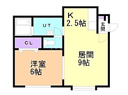 クレセント 1LDKの間取図画像