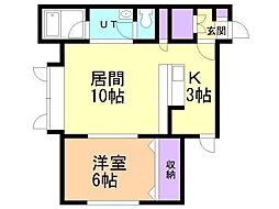 リバティー6・8 1LDKの間取図画像