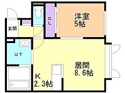 シャルマン春光B 1LDKの間取図画像