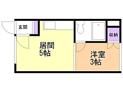 KS2・2 1DKの間取図画像