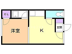 オルフェーヴル 1LDKの間取図画像