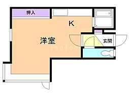 フローラ 1Kの間取図画像