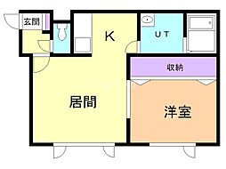 カサブランカ 1LDKの間取図画像
