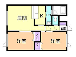 グレース大森2 2LDKの間取図画像