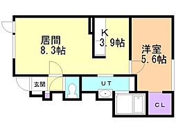 旭川市宮下通21丁目アパート 1LDKの間取図画像