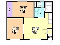 すずらんハイツ 2DKの間取図画像