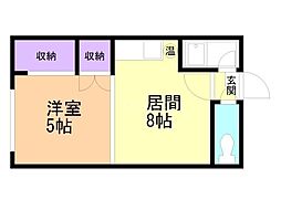 サンピア渡辺 1LDKの間取図画像