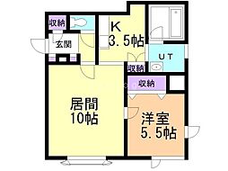 カリオンR 1LDKの間取図画像