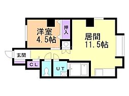 四条邸 1LDKの間取図画像