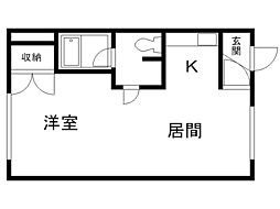 リヴァーアイランド 1DKの間取図画像