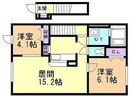 ル・シェル 2LDKの間取図画像