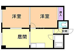 旭祥ハイツ 2LDKの間取図画像