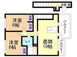 ローズハピネスB 2LDKの間取図画像