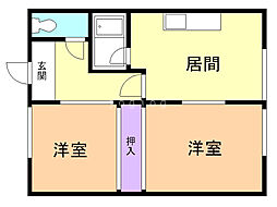 フレンドリーC 2DKの間取図画像