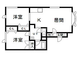 ドルフィン 2LDKの間取図画像