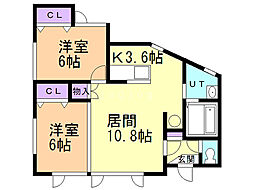 コンコルドB 2LDKの間取図画像