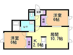 LaLuCe・due 2LDKの間取図画像