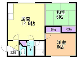 渡辺マンション 2LDKの間取図画像