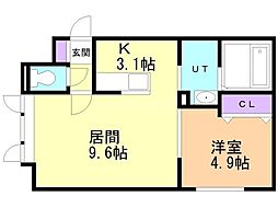 シャルマン春光B 1LDKの間取図画像