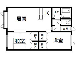 7・6マンション 2LDKの間取図画像