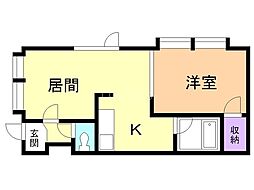 グランドール永山2号館 1LDKの間取図画像
