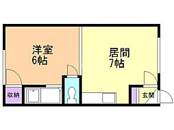 アボード2・1 1DKの間取図画像
