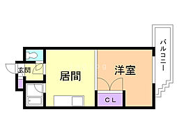 ラ・メール旭川 1DKの間取図画像