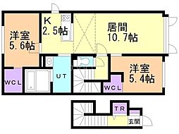 KURORO 2LDKの間取図画像