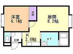 ハウスぴーぷる 1LDKの間取図画像