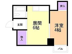 ラシアール2条通 1DKの間取図画像