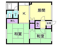 8.20ハイツ 2LDKの間取図画像