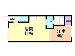 ハンドレットヴィレッジF 1LDKの間取図画像
