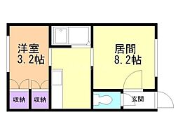 コーポサクライB 1LDKの間取図画像