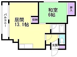 道央パークハイツ 1LDKの間取図画像