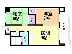 日宝ノルテ6条通 2DKの間取図画像