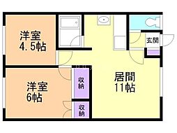 H&Yレジデンス5号館 2LDKの間取図画像