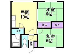 南6条ハイツB 2LDKの間取図画像