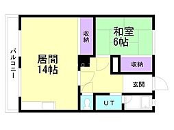 7・16コーポ 1LDKの間取図画像