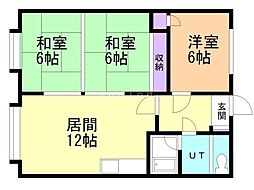 第1小山マンション 3LDKの間取図画像