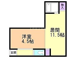 パラドールB 1LDKの間取図画像
