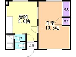 東宝コーポ 1LDKの間取図画像
