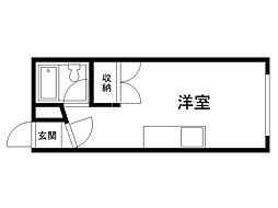822コーポエムB ワンルームの間取図画像