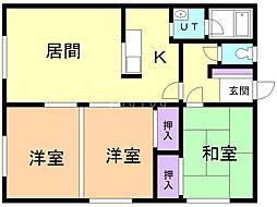 ファミール川端A 3LDKの間取図画像