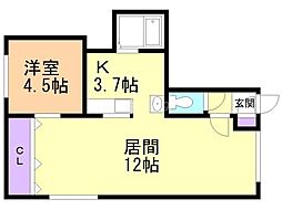 ミミル 1LDKの間取図画像