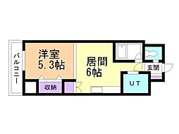 ビッグバーンズマンション旭川 1DKの間取図画像