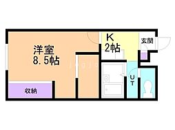 レオパレスHIROTSU 1Kの間取図画像