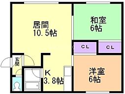 アークベルM13 2LDKの間取図画像